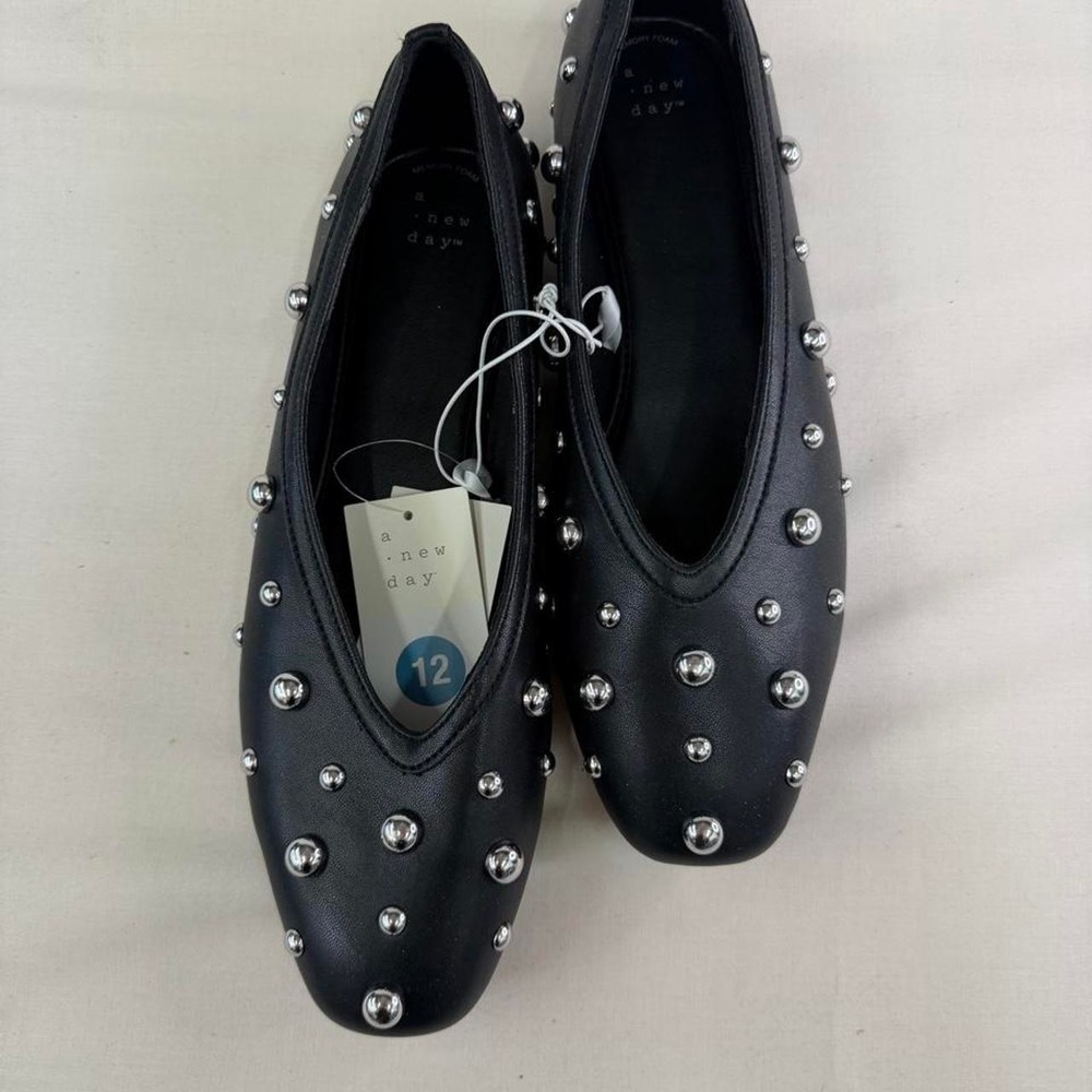A New Day black studded flats in women's size 12